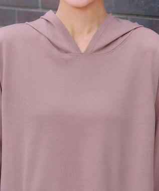 Tiaclasse 【洗える】パールポケット付きニットチュニックパーカー ピンク