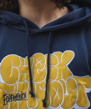 WEGO ヘビーウエイトグラフィティプルパーカー ネイビー