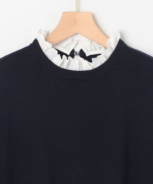 組曲 【WEB限定】レースフリルスタンド ニット ネイビー系