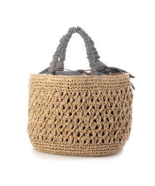 UNBILLION カシュカシュ cachecache / 下がりリボン柄編みトート GY