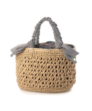 UNBILLION カシュカシュ cachecache / 下がりリボン柄編みトート GY