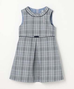 組曲 KIDS 【110-140㎝】グレンチェック ジャンスカ サックスブルー