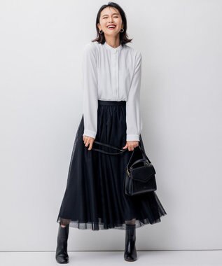 23区 L 【洗える】バックサテンアムンゼン ブラウス ホワイト系