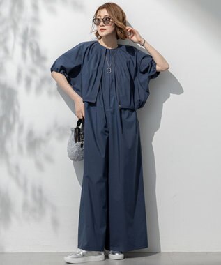 23区 【撥水性/接触冷感】ストレッチライトタイプライター コンパクトブルゾン ダークブルー系