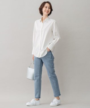 自由区 【洗える】ストレッチシャーティング ベーシック シャツ グレー系1