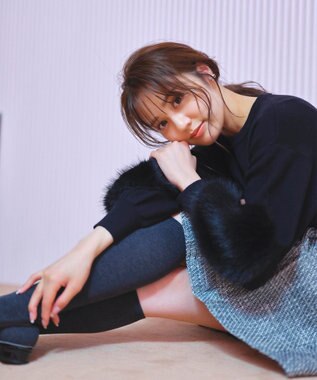 Feroux 【洗える】ファースリーブ ニットプルオーバー