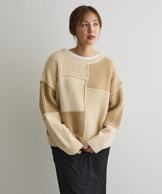 CRAFT STANDARD BOUTIQUE パッチワークニットプルオーバー Ivory