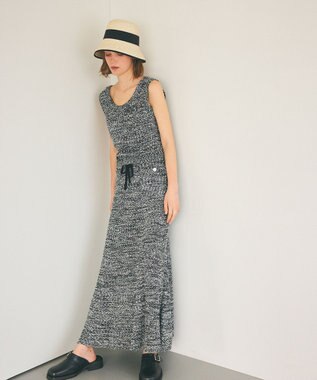 GRACE CONTINENTAL ネップツイードニットスカート ブラック