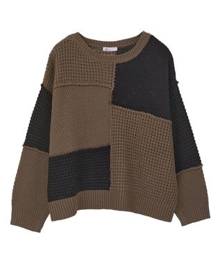 CRAFT STANDARD BOUTIQUE パッチワークニットプルオーバー Brown