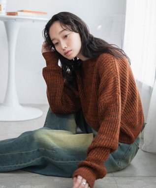 WEGO ミックスカーラーショートニット オレンジ