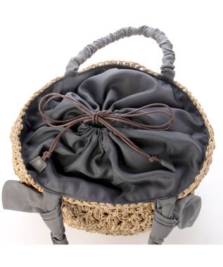 UNBILLION カシュカシュ cachecache / 下がりリボン柄編みトート GY