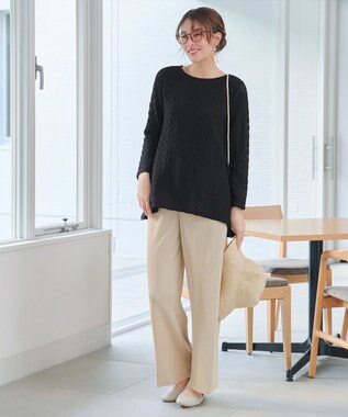 Tiaclasse L クリスタルプリーツパンツ ベージュ