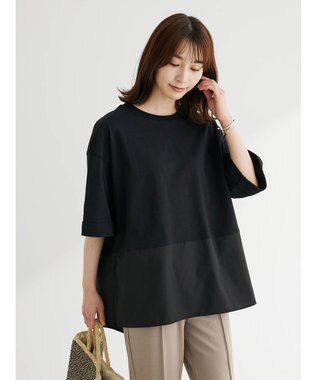 Green Parks ５分袖ドッキングバックスリットチュニック