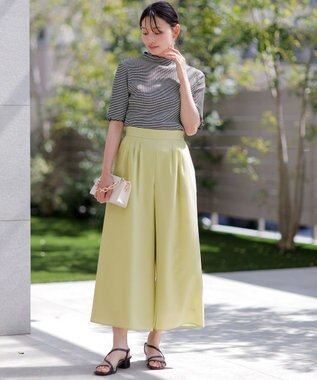ANY SIS L 【接触冷感・UVカット・速乾】スムージーポリエステルタックフレア パンツ 【WEB限定】ライム