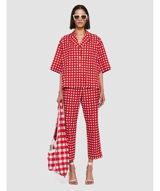 JOSEPH ヴィシー コットンシルク　クロップドトラウザーズ Crimson Combo