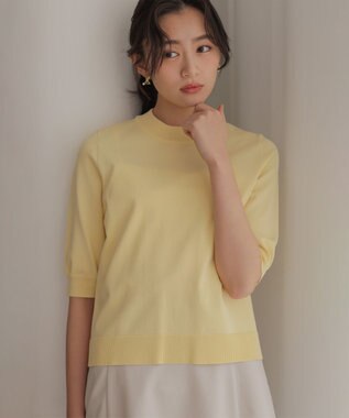 組曲 S マイラックカラー 6分袖 ニット レモンクリーム系