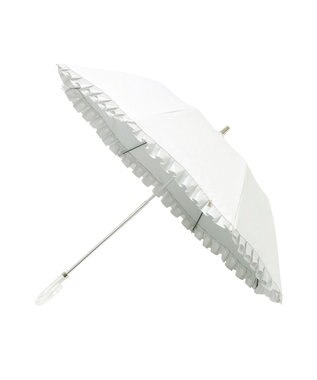 MOONBAT 【一級遮光/晴雨兼用】LANVIN en Bleu (ランバン オン ブルー)  折りたたみ日傘 シャイニーフリル 遮光 遮熱 UV オフホワイト