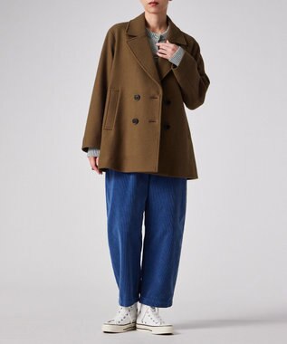 Paul Smith ウールカルゼ ショート ピーコート ブラウン