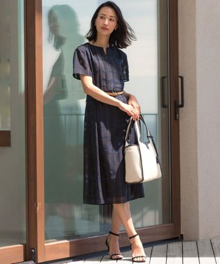J.PRESS LADIES S シャドーチェック ワンピース ネイビーチェック系