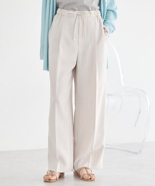 earth music&ecology 【セットアップ対応】リネンライクリラックスパンツ Stripe Ivory