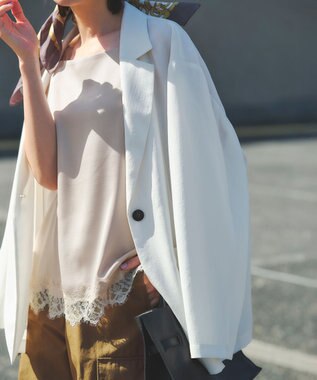 23区 S サテンレースキャミソール ベージュ系