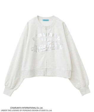 Green Parks ＡＮＧＥＬ　ＢＬＵＥ箔プリントＺＩＰカーディガン Oatmeal