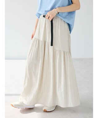 CRAFT STANDARD BOUTIQUE ガチャベルトティアードスカート Gray Beige