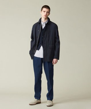 J.PRESS MEN ポプリンマルチストライプ バンドカラーシャツ ネイビー系1