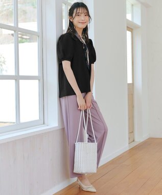 Tiaclasse 【洗える】ボリューム袖ジャガードプルオーバー ブラック