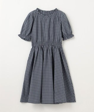 組曲 KIDS 【150-160㎝】チェック ワンピース ブルーグレー系3