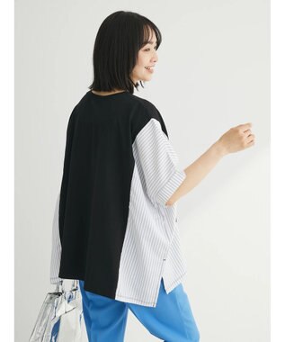 Green Parks 異素材脇切り替えドッキングプルオーバー Black