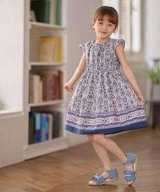 ANY KIDS 【WEB限定柄有】総柄 サマー ワンピース ネイビー系モロッカン