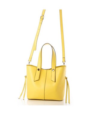 UNBILLION cachecache スタッズポイント両面合皮2wayトートバッグ ライトイエロー