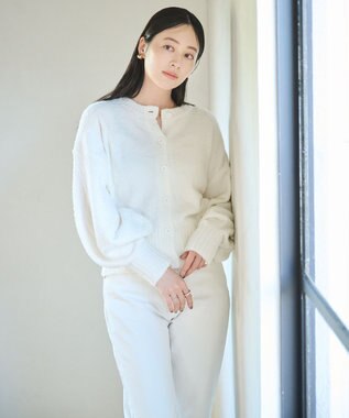 #Newans 【洗える】ボリュームスリーブニットカーディガン ホワイト系