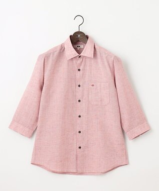 JOSEPH ABBOUD 【サステイナブル・７分袖】リヨセルリネンシャンブレー シャツ ライトオレンジ系