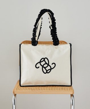 Maison de FLEUR フリルハンドル帆布キャリーオンバッグ Black