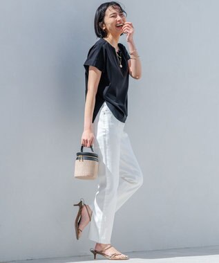 23区 L 【洗える】スムースデザイン フォルム カットソー ブラック系