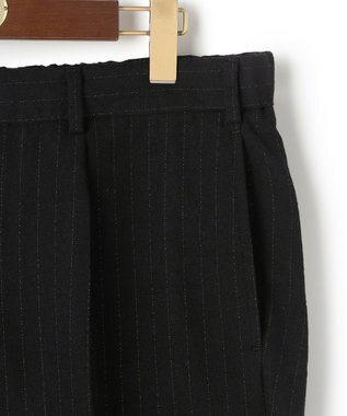 J.PRESS MEN 【J.PRESS ORIGINALS】Wool Silk Angola Chalk Stripes Spindle 1Tuck Piped Stem Slacks / Japan Made ブラック系1