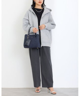 MioFIRANO カジュアルシックバスケットウィーブハンドバッグ 2WAY パスケース付き　FIRANO フィラノ NAVY