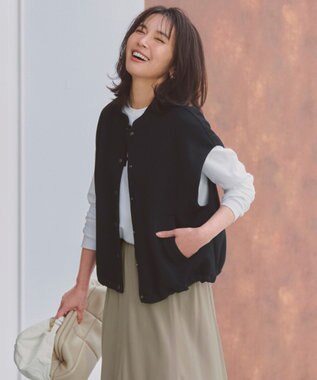 UNFILO BEAUTY FORM JERSEY スリーブレス ブルゾン ブラック