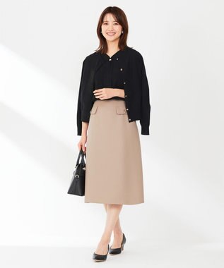 ANY SIS 【洗える】フラップポイントフレア スカート ライトモカ