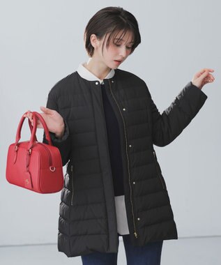 ANY SIS S 【2WAY】ノーカラーミドル ダウン ブラック