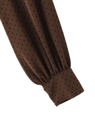 YECCA VECCA ドット柄レースボウタイ付きVネックブラウス Brown