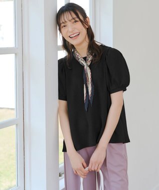 Tiaclasse 【洗える】ボリューム袖ジャガードプルオーバー ブラック