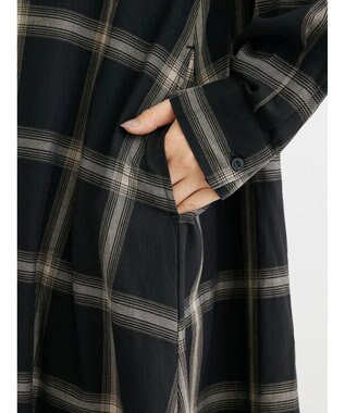 Green Parks ビエラチェックシャツワンピース Black