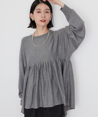 AMERICAN HOLIC ティアードギャザーニットプルオーバー Gray Mixture