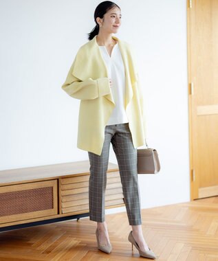 組曲 L 【洗える・WEB限定】2WAYウォームストレッチ テーパードパンツ ベージュ系3