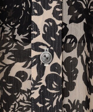 23区 ボタニカルプリント フレア ワンピース ベージュ×ブラックプリント