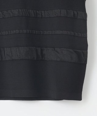 自由区 S 【接触冷感・UVカット・洗える】クレープストレッチボーダー ニット ブラック