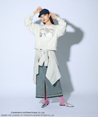 Green Parks ＡＮＧＥＬ　ＢＬＵＥ箔プリントＺＩＰカーディガン Oatmeal